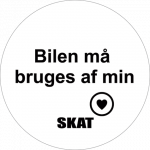 Bilen må bruges SKAT - Sticker Ø6 cm