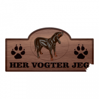 Her Vogter Jeg - Sticker - Australsk Black and Tan Coonhound