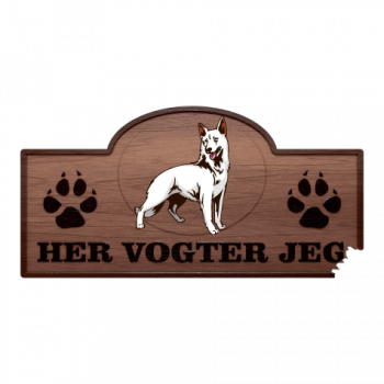 Her Vogter Jeg - Sticker - Schæfer - Hvid Her Vogter Jeg - Sticker - Schæfer - Hvid