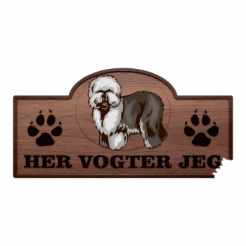Her Vogter Jeg - Sticker - Old English Sheepdog Her Vogter Jeg - Sticker - Old English Sheepdog