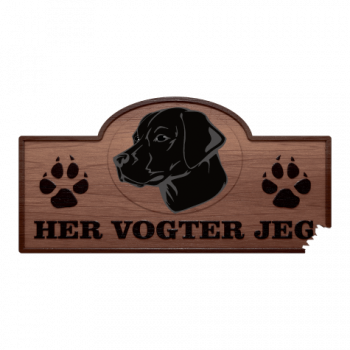 Her Vogter Jeg - Sticker - Labrador Retriever - Sort