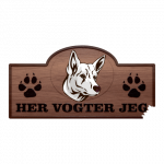 Her Vogter Jeg - Sticker - Hvid Schweizisk Hyrdehund