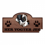 Her Vogter Jeg - Sticker - Engelsk Bulldog