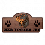 Her Vogter Jeg - Sticker - Black and Tan Coonhound